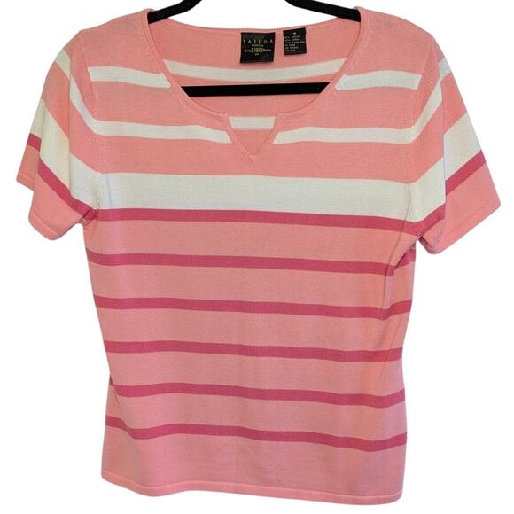 Vintage Tailor pink striped short sleeve top size medium - Picture 2 of 4